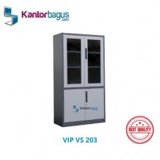 Lemari Arsip VIP VS-203 Kombinasi Pintu Ayun Kaca dan Panel